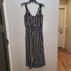 Beige By eci Black & White Stripe Crop Wide-Leg  Romper Jumpsuit  Small